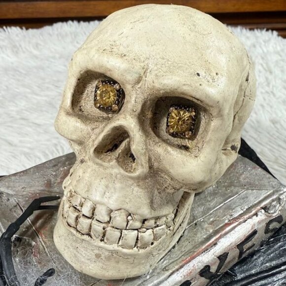 Rhinestone Eyes Skull & Rhinestone Spider Hexes Potions Book Resin Plaster Decor - Picture 8 of 11